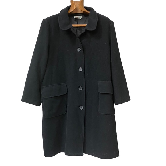 Ulla Popken Jackets & Blazers - Ulla Popken Black Wool Trench Coat Womens Plus16 18 16W 18W 1X